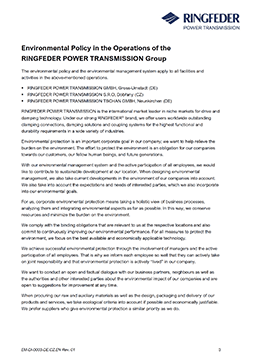 Environmental Policy RINGFEDER POWER TRANSMISSION