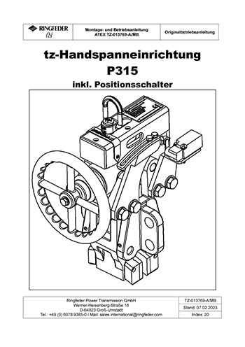 Instruction Manual RINGFEDER® Coupling-Brake Systems TZS Manual Clamping Device TZC P315 with Position Switch