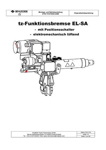 Instruction Manual RINGFEDER® Coupling-Brake Systems TZS Functional Brake TCF EL-SA with Position Switch