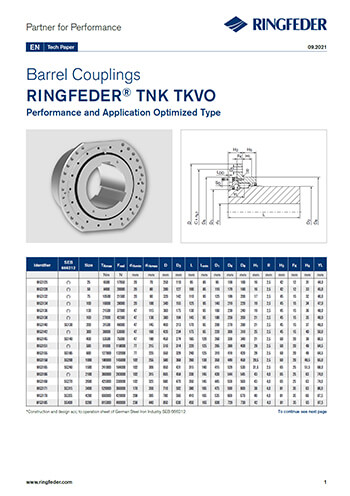 Tech Paper Barrel Couplings RINGFEDER® TNK TKVO