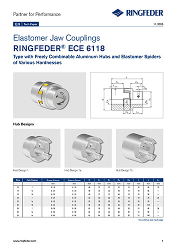 Tech Paper Elastomer Jaw Couplings RINGFEDER® ECE 6118