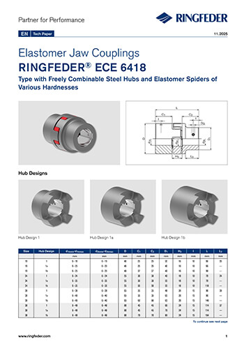 Tech Paper Elastomer Jaw Couplings RINGFEDER® ECE 6418