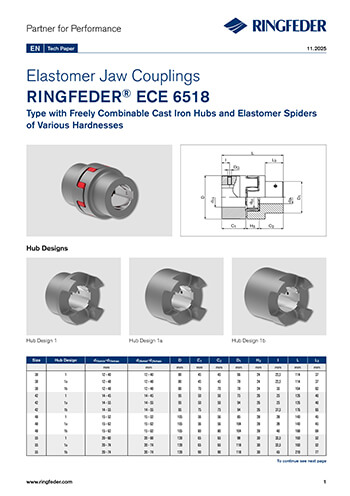 Tech Paper Elastomer Jaw Couplings RINGFEDER® ECE 6518
