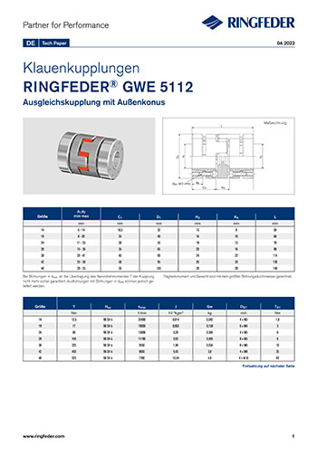 Tech Paper Elastische Klauenkupplungen RINGFEDER® GWE 5112