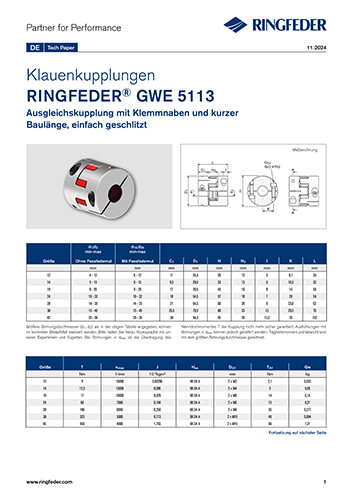 Tech Paper Elastische Klauenkupplungen RINGFEDER® GWE 5113