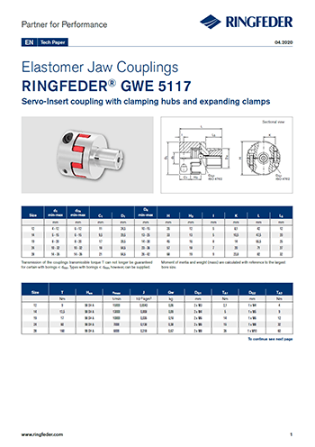 Tech Paper Elastomer Jaw Couplings RINGFEDER® GWE 5117 INCH