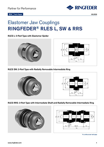 Tech Paper Elastomer Jaw Couplings RINGFEDER® RLES L, SW & RRS