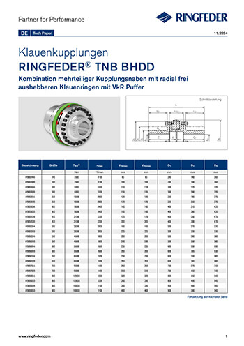 Tech Paper Elastische Klauenkupplungen RINGFEDER® TNB BHDD