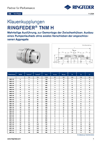Tech Paper Elastische Klauenkupplungen RINGFEDER® TNM H