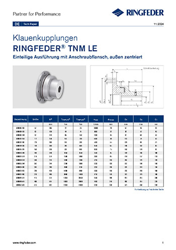 Tech Paper Elastische Klauenkupplungen RINGFEDER® TNM LE