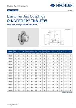 Tech Paper Elastomer Jaw Couplings RINGFEDER® TNM ETW