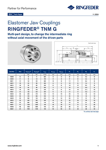 Tech Paper Elastomer Jaw Couplings RINGFEDER® TNM G