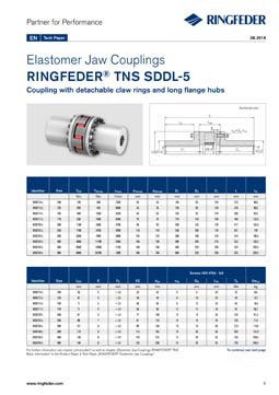 Tech Paper Elastomer Jaw Couplings RINGFEDER® TNS SDDL-5