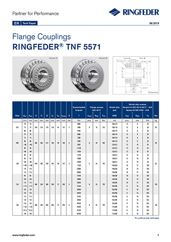 Tech Paper Flange Couplings RINGFEDER® TNF 5571