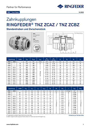 Tech Paper Zahnkupplungen RINGFEDER® TNZ ZCAZ / TNZ ZCBZ