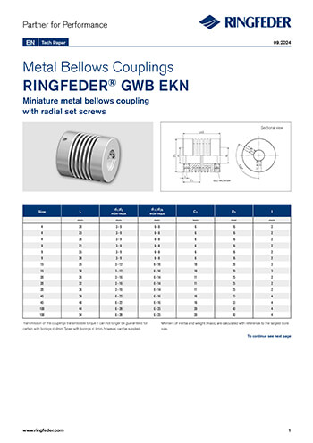 Tech Paper Metal Bellows Couplings RINGFEDER® GWB EKN