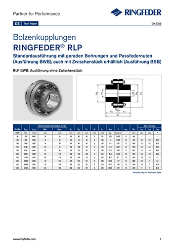 Tech Paper Bolzenkupplungen RINGFEDER® RLP