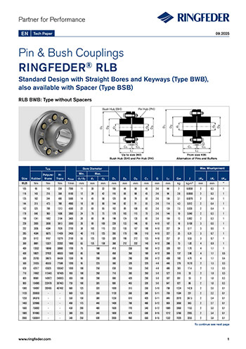 Tech Paper Pin & Bush Couplings RINGFEDER® RLB