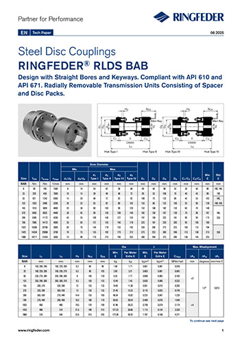 Tech Paper Steel Disc Couplings RINGFEDER® RLDS BAB