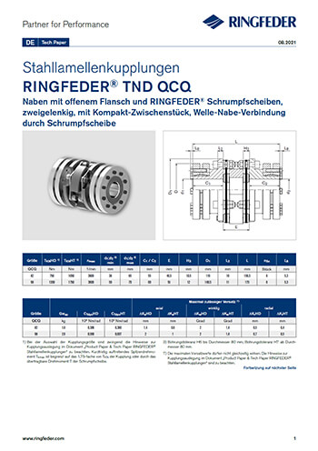 Tech Paper Stahllamellenkupplungen RINGFEDER® TND QCQ