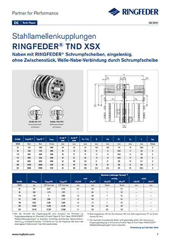 Tech Paper Stahllamellenkupplungen RINGFEDER® TND XSX