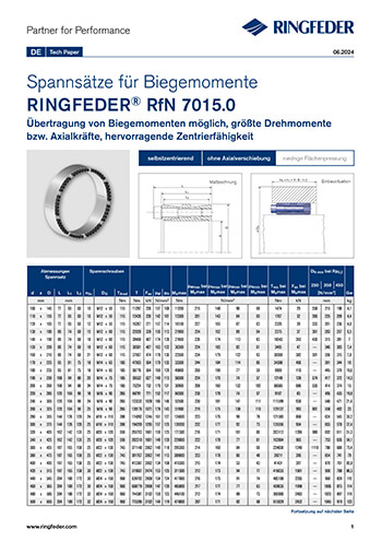 Tech Paper Spannsätze für Biegemomente RINGFEDER® RfN 7015.0