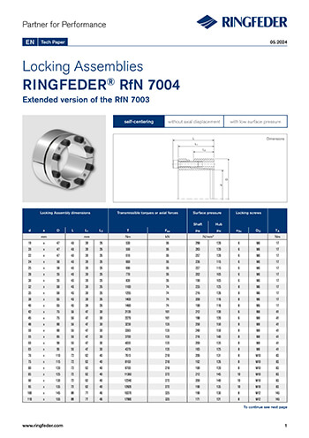 Tech Paper Locking Assemblies RINGFEDER® RfN 7004
