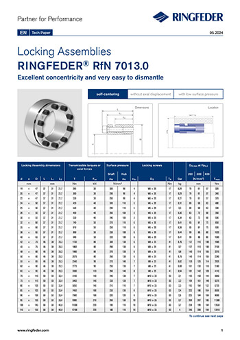 Tech Paper Locking Assemblies RINGFEDER® RfN 7013.0 US INCH