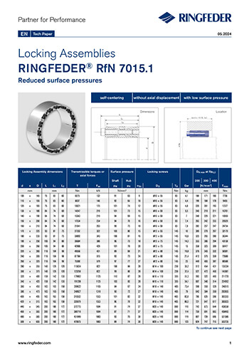 Tech Paper Locking Assemblies RINGFEDER® RfN 7015.1