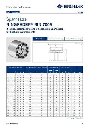Tech Paper Spannsätze RINGFEDER® RfN 7005
