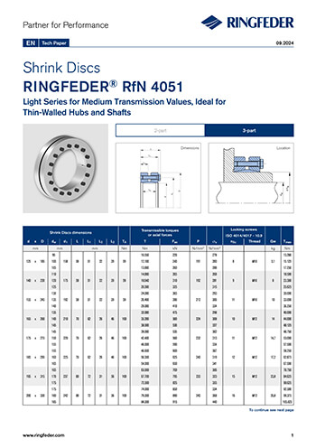 Tech Paper Shrink Discs RINGFEDER® RfN 4051