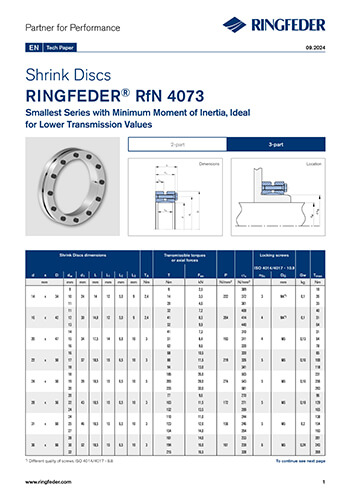 Tech Paper Shrink Discs RINGFEDER® RfN 4073