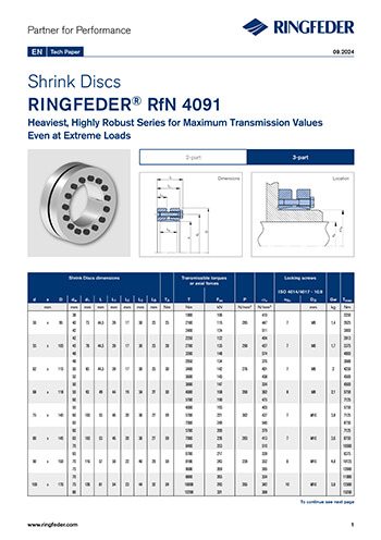 Tech Paper Shrink Discs RINGFEDER® RfN 4091