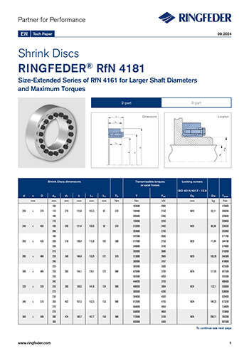 Tech Paper Shrink Discs RINGFEDER® RfN 4181