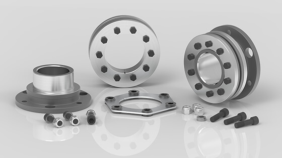 Individual components of the type TND XSX in size 118: Hubs with shrink discs, disc pack and hexagon socket screws | RINGFEDER&reg;